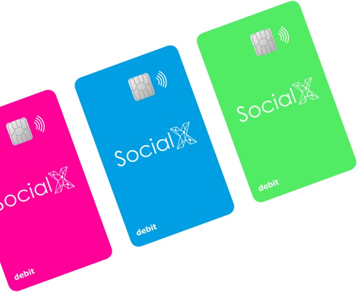 socialx card pink blue green